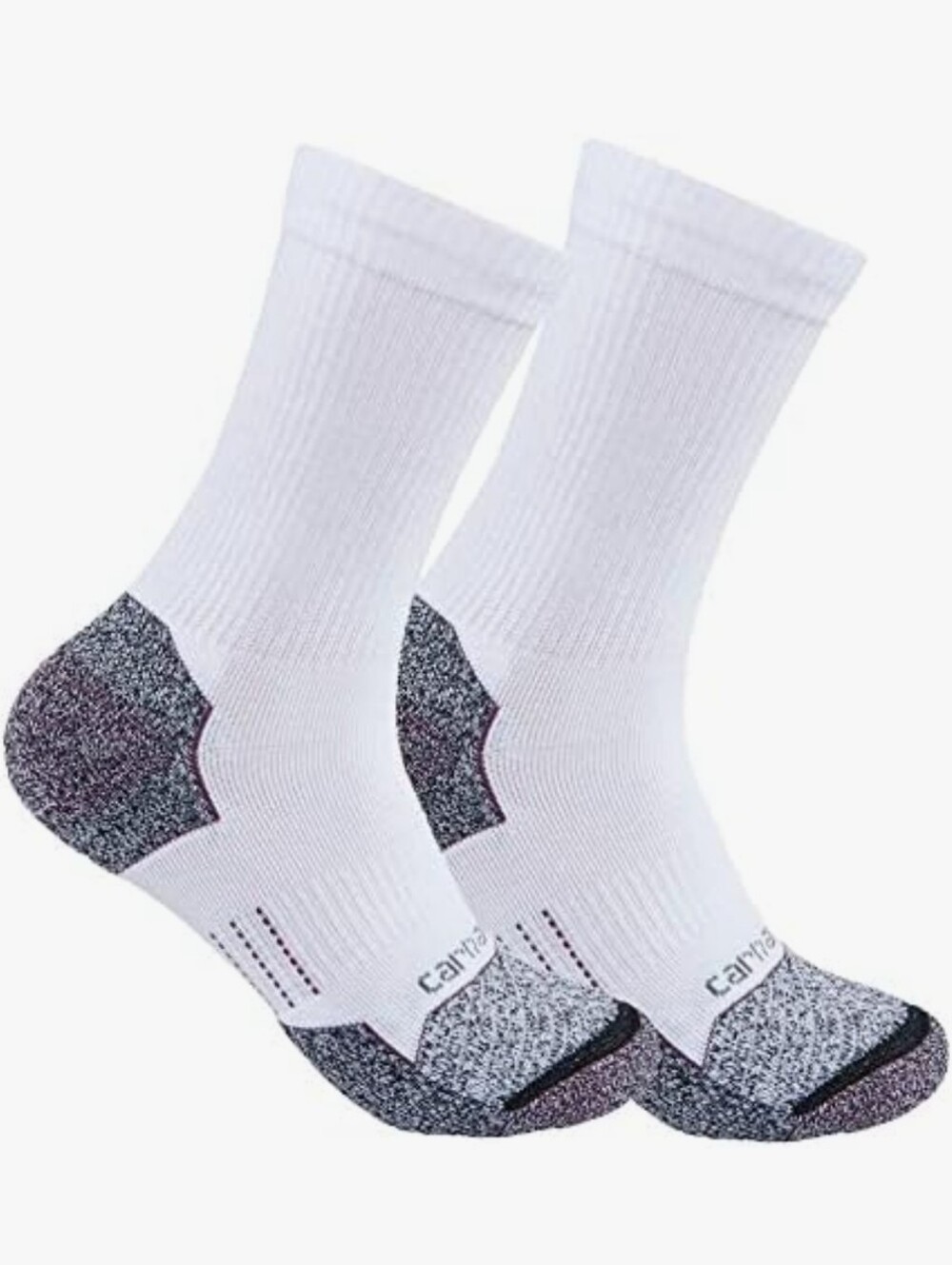 Carhartt Force 2-PK Midweight Synthetic Blend Crew Socks- White